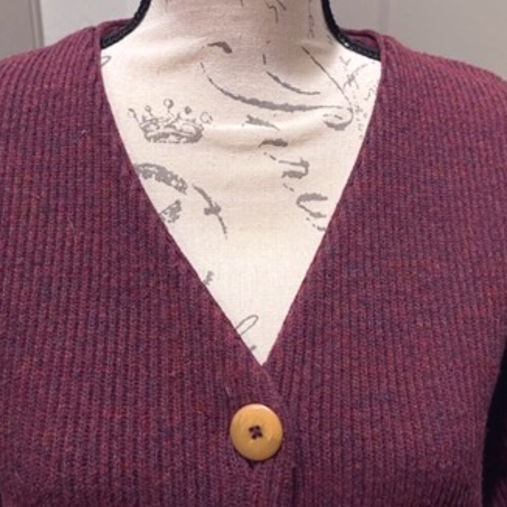 Vintage Patagonia 100% Wool Maroon Cardigan-MED - Picture 6 of 10